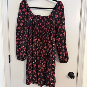 Old Navy Black Dress with Pink Floral Design